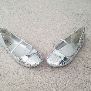 Silver sequin flats